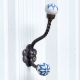Turquoise Floral Ceramic Iron Hat Hooks